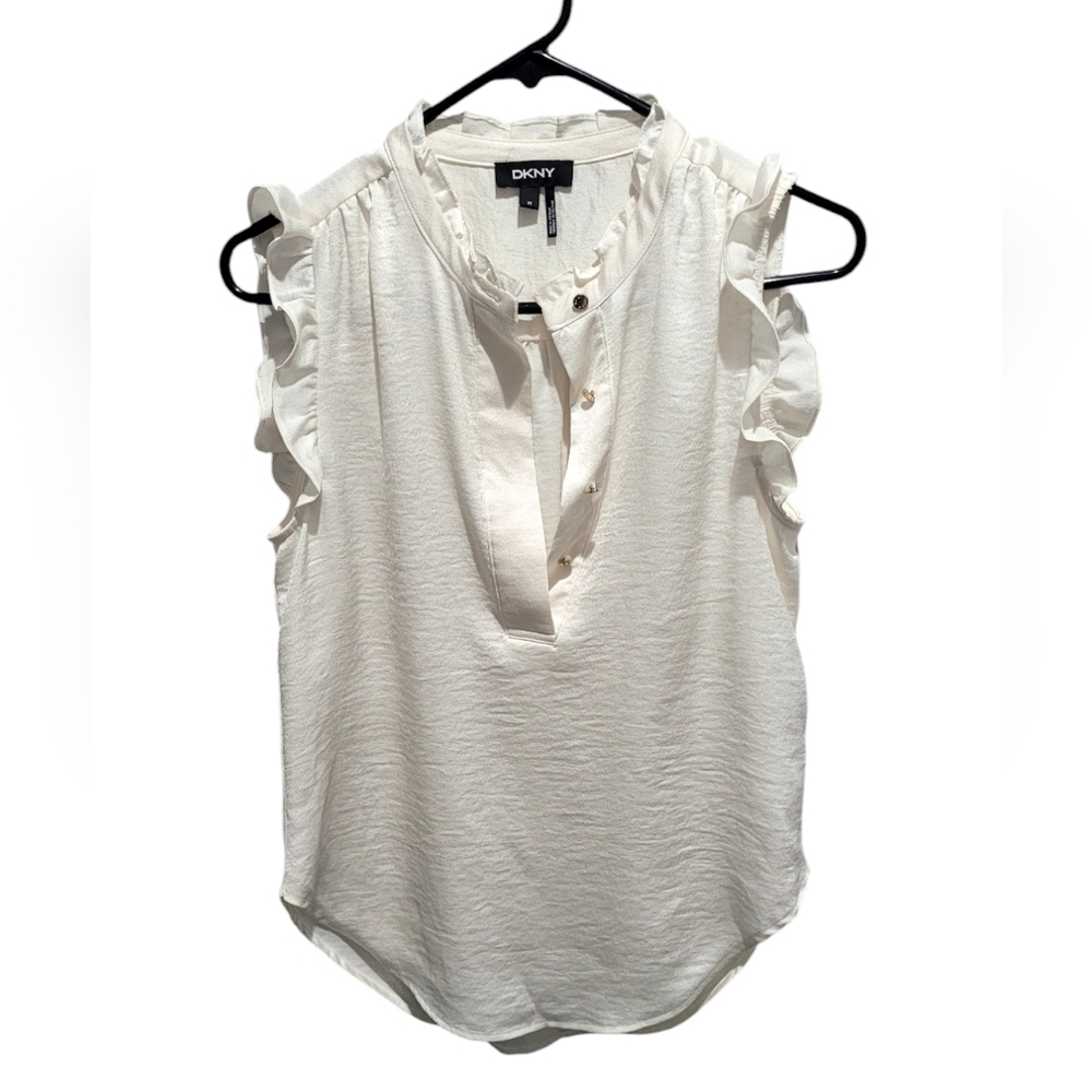 DKNY ruffled trim blouse